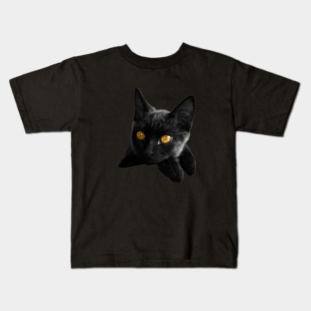 black cat eyes Kids T-Shirt by rickylabellevie